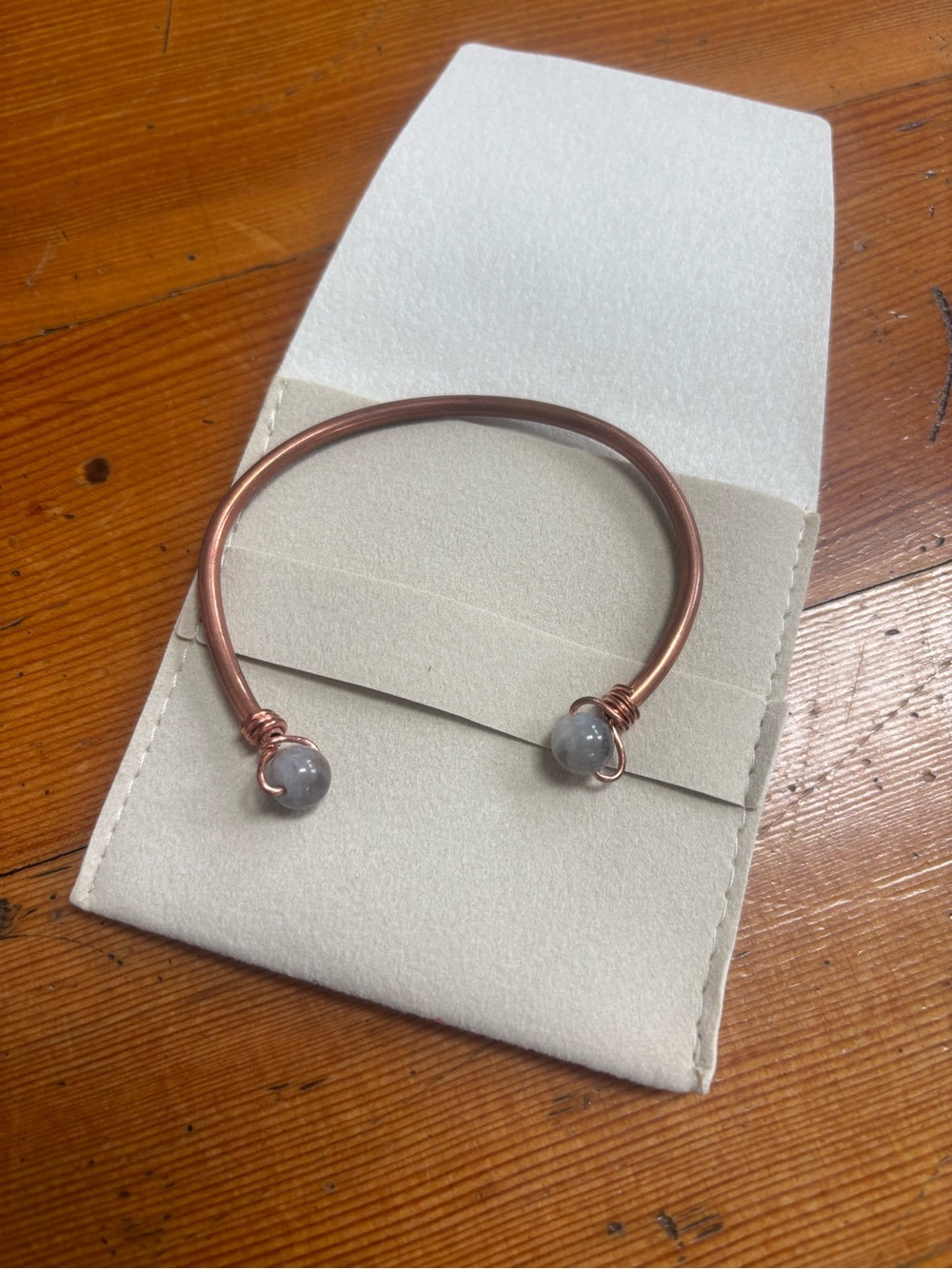 New Copper Cuff Bracelet with lavender beads